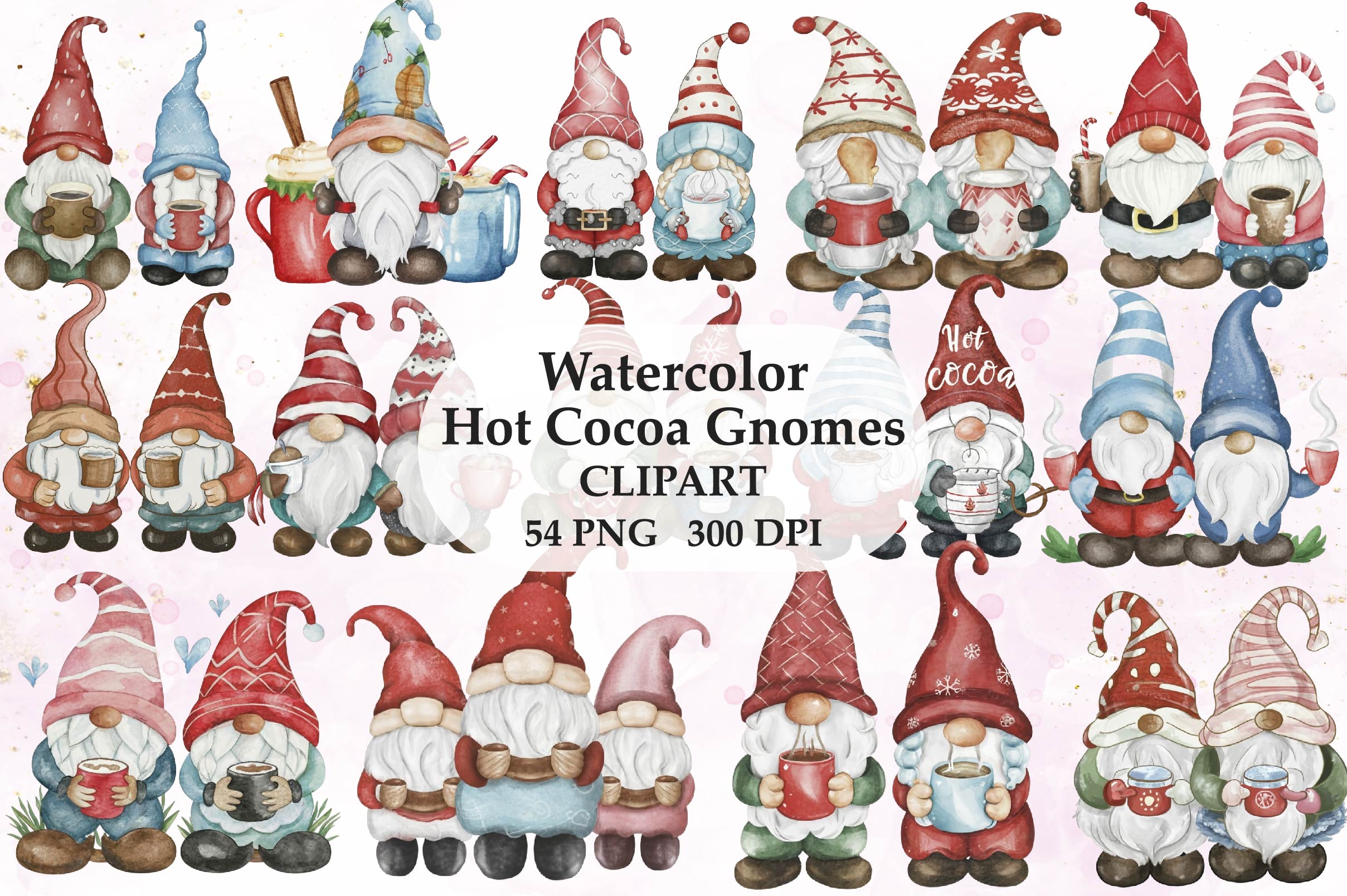 Cute Hot Cocoa Gnomes Clipart Bundle - CraftNest - Digital Crafting and Art