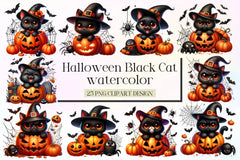 Cute Black Cat Halloween Clipart Bundle - CraftNest - Digital Crafting and Art