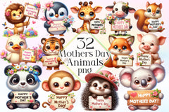 Cute Happy Mothers Day Animals Clipart Bundle 2 - CraftNest - Digital Crafting and Art