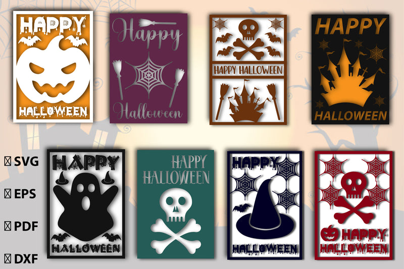 Happy Halloween Card SVG Bundle - CraftNest - Digital Crafting and Art