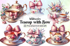 Teacup Bow Clipart Bundle - CraftNest - Digital Crafting and Art