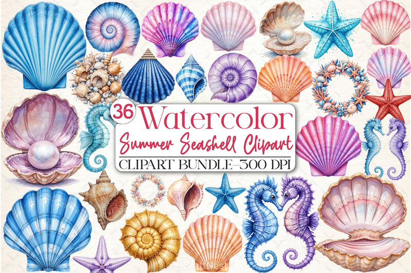 Summer Seashell Clipart Bundle 3 - CraftNest - Digital Crafting and Art