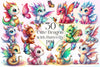 Cute Dragon With Butterfly Clipart Bundle 2