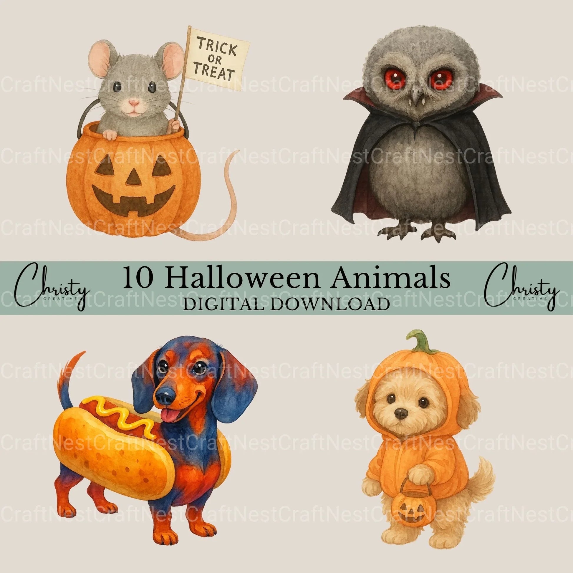 Halloween Animals 1 Clipart Bundle - CraftNest - Digital Crafting and Art