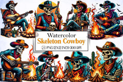 Skeleton Cowboy Clipart Bundle 1 - CraftNest - Digital Crafting and Art