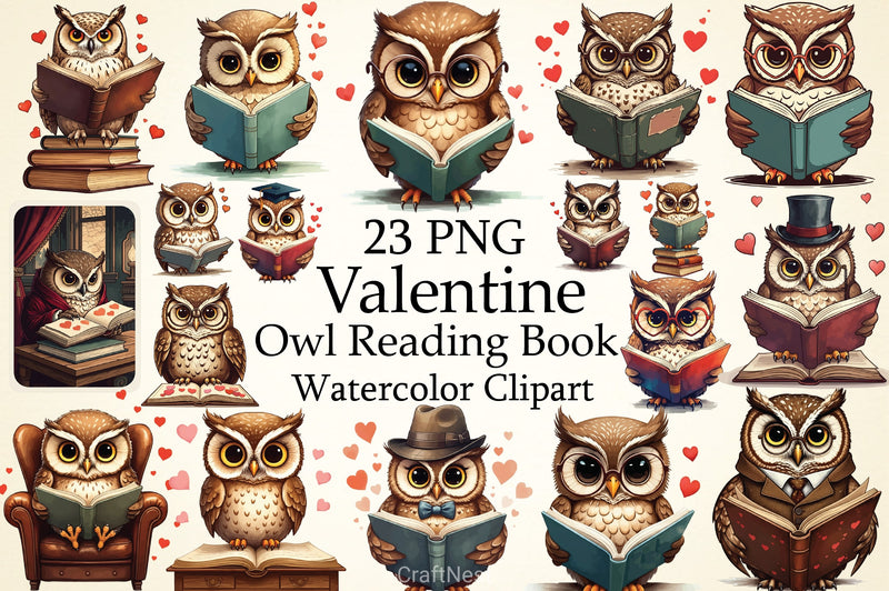 Valentine Owl Book Clipart Bundle - CraftNest - Digital Crafting and Art
