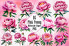 Pink Peony Set Clipart Bundle