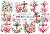Pink Wooden Cross Clipart Bundle 2