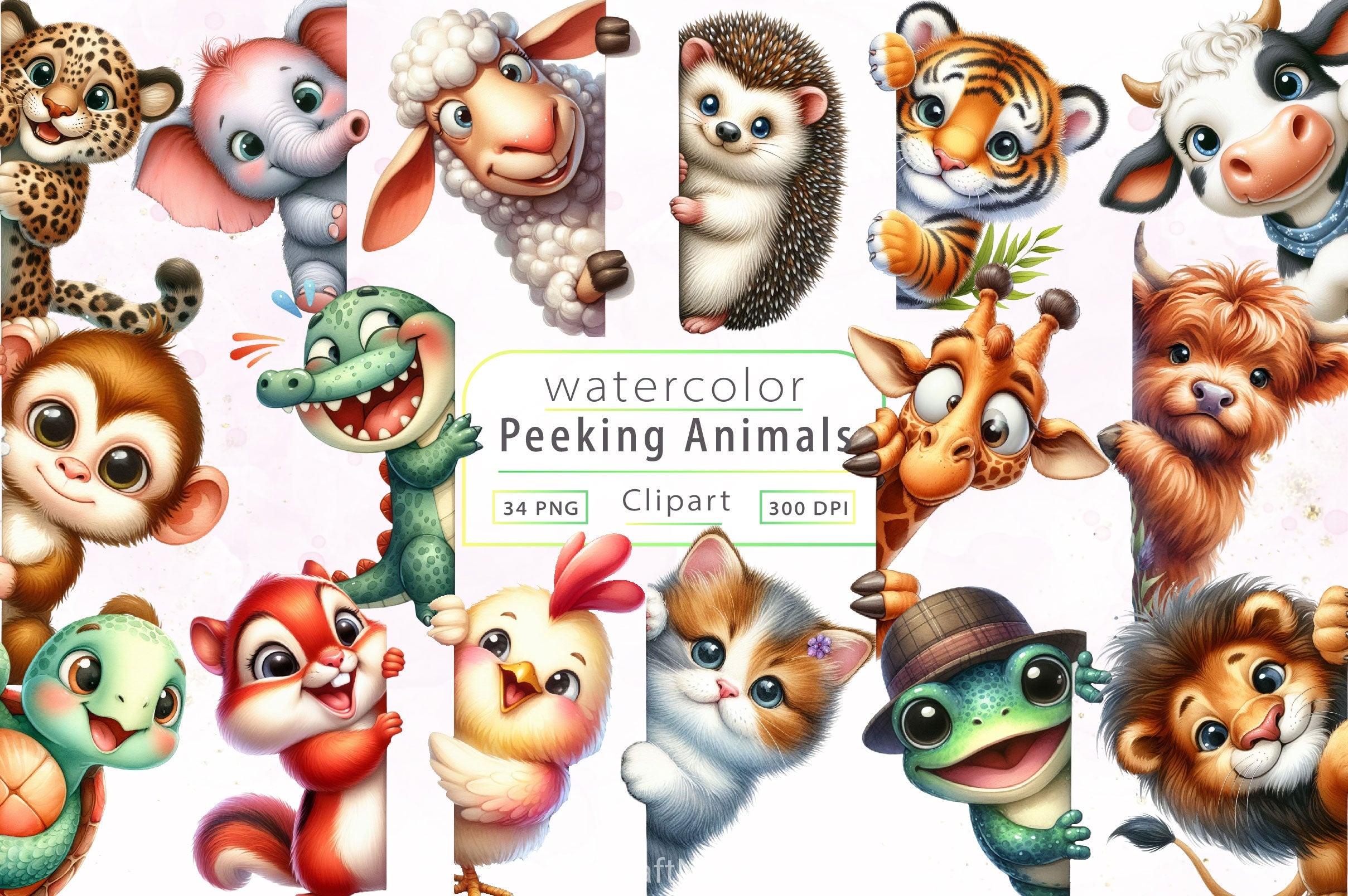 Animals Peeking Around Corner Clipart Bundle 2 - CraftNest - Digital Crafting and Art