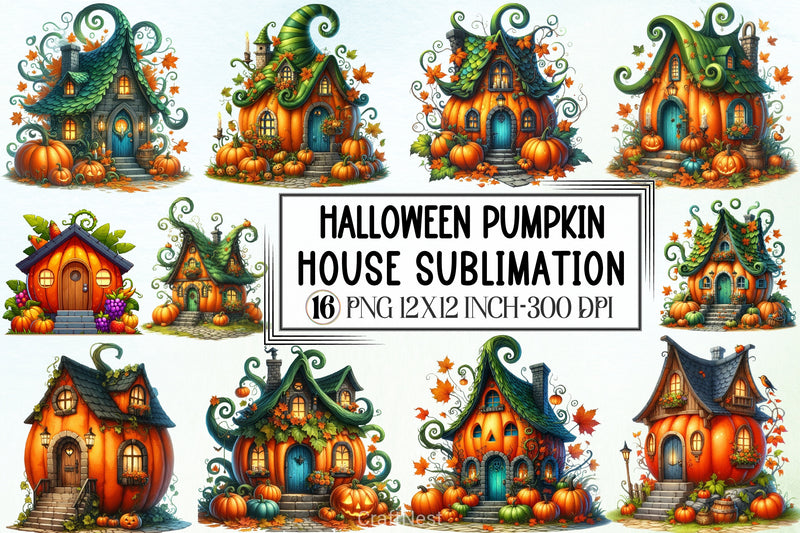 Halloween Pumpkin House Clipart Bundle 2 - CraftNest - Digital Crafting and Art