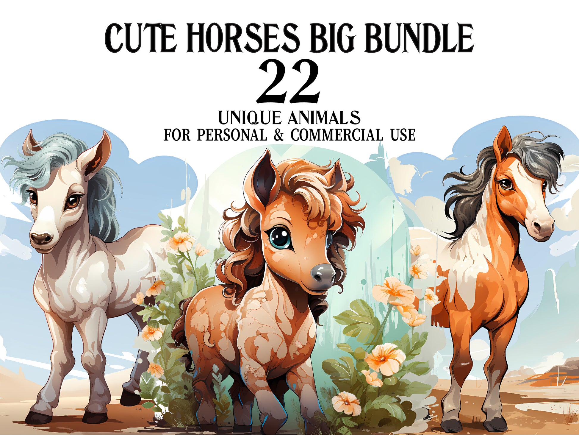 Cute Horses Clipart - CraftNest