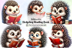 Cute Hedgehog Reading Clipart Bundle - CraftNest - Digital Crafting and Art