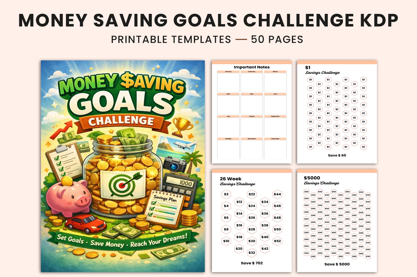 Money Saving Goals Challenge Planner
