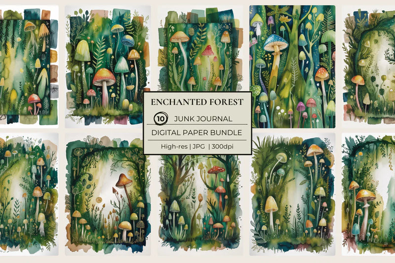 Enchanted Forest Junk Journal Papers - CraftNest - Digital Crafting and Art