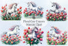 Floral Unicorn Clipart Bundle