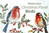 Christmas Floral Bird Clipart Bundle