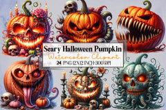 Scary Halloween Pumpkin Clipart Bundle - CraftNest - Digital Crafting and Art