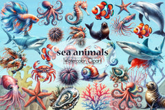 Sea Animals Clipart Bundle - CraftNest - Digital Crafting and Art