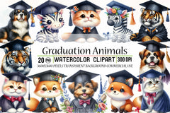 Graduation Animals Clipart Bundle - CraftNest - Digital Crafting and Art