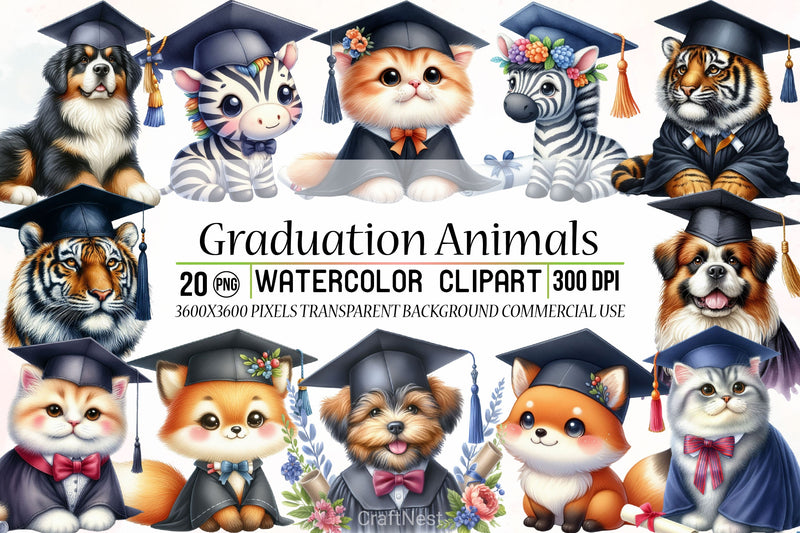 Graduation Animals Clipart Bundle - CraftNest - Digital Crafting and Art