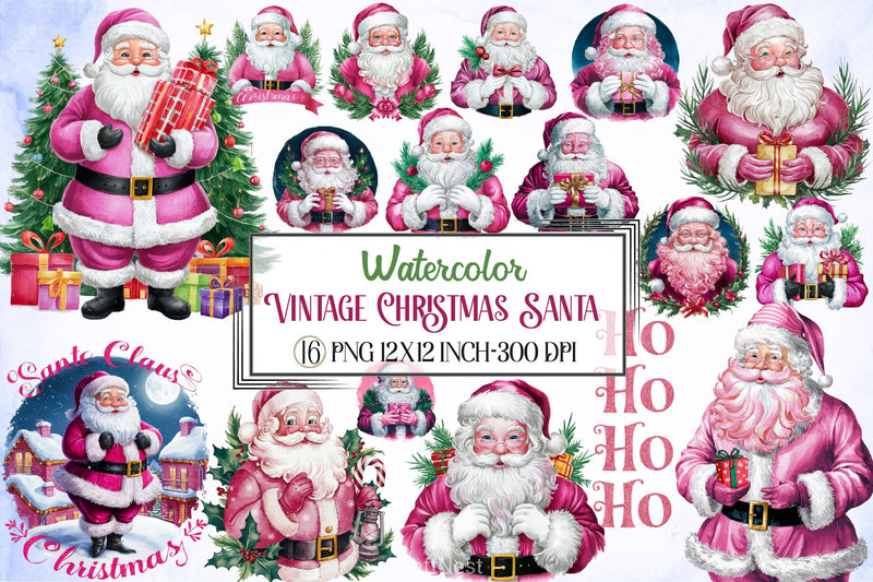 Vintage Santa Clipart Bundle 2 - CraftNest - Digital Crafting and Art