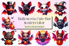 Halloween Cute Bat Clipart Bundle 2 - CraftNest - Digital Crafting and Art