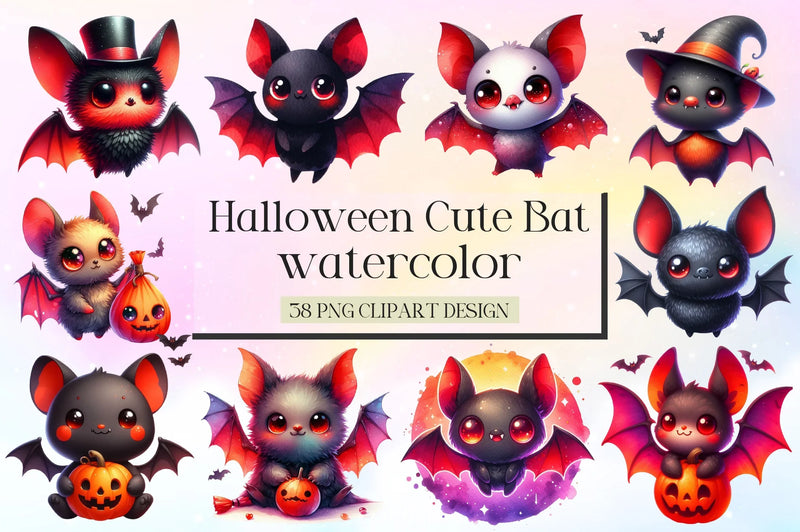 Halloween Cute Bat Clipart Bundle 2 - CraftNest - Digital Crafting and Art