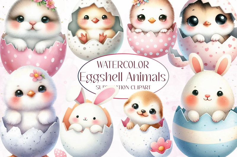 Easter Eggshell Animals Clipart Bundle - CraftNest - Digital Crafting and Art