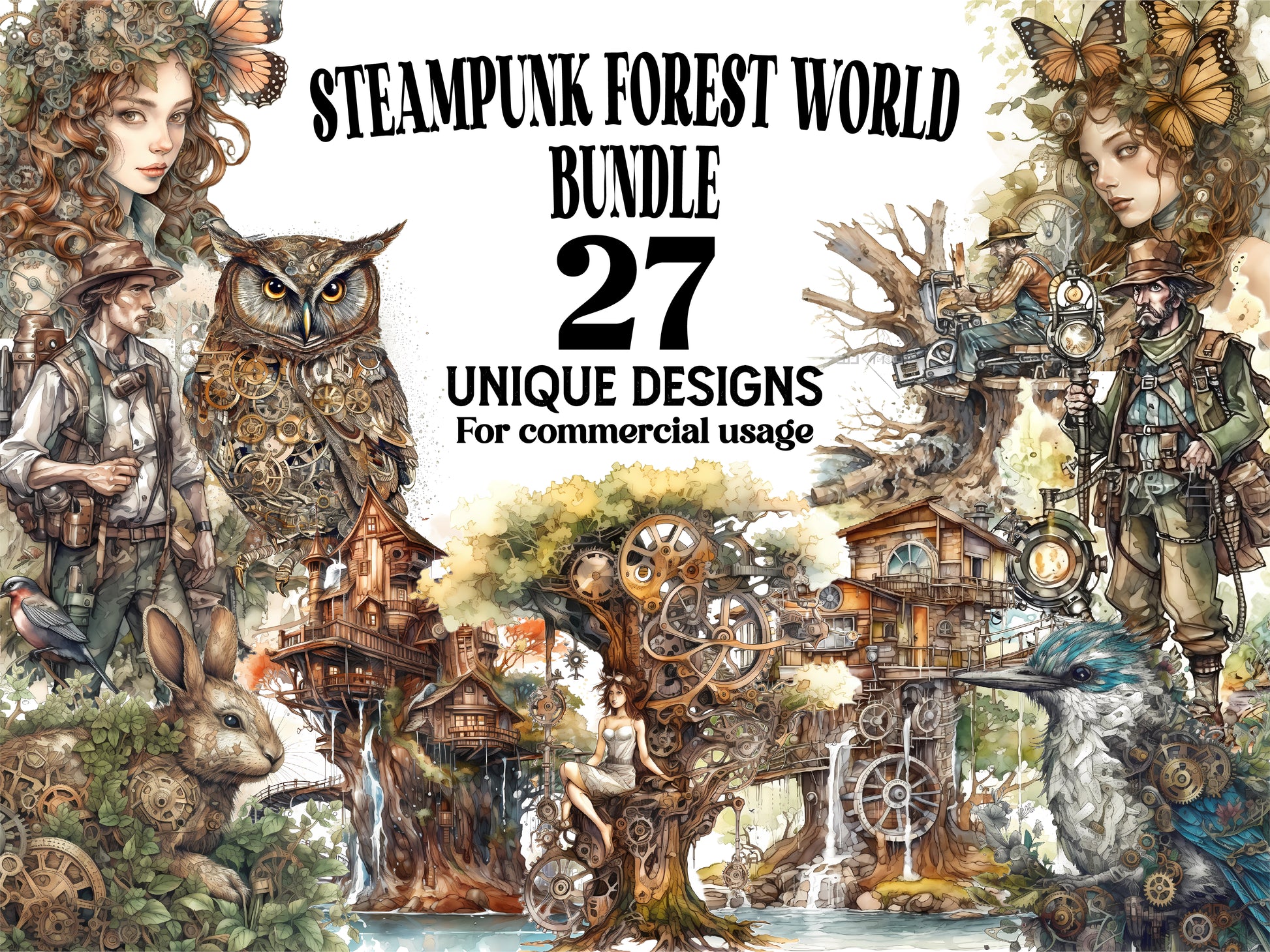 Steampunk Forest World Clipart - CraftNest