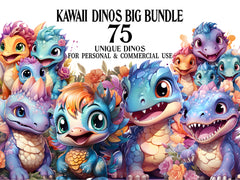 Kawaii Dinos Clipart - CraftNest