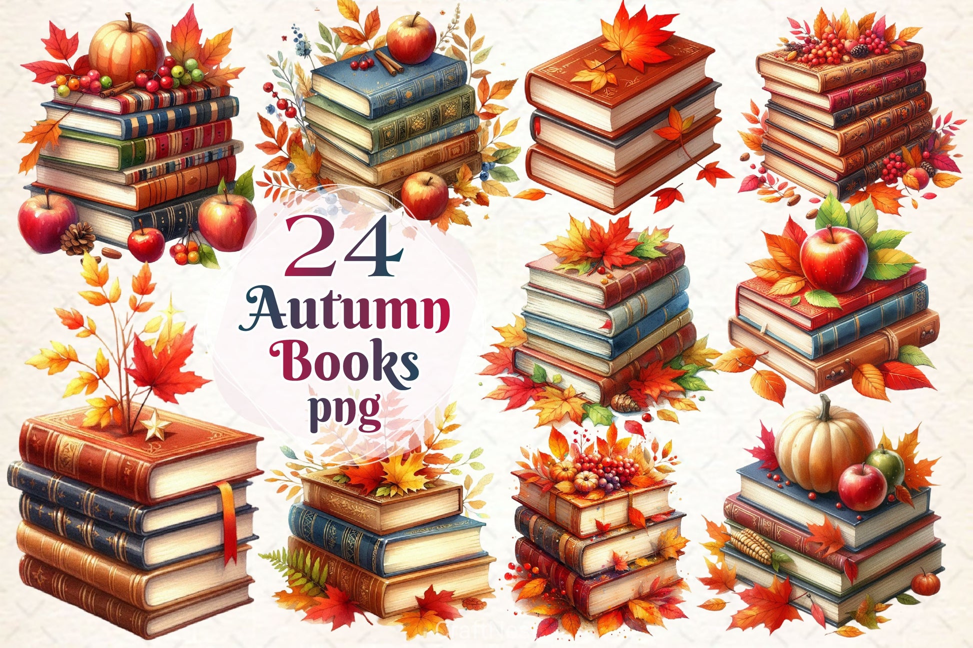 Autumn Books Clipart Bundle 4 - CraftNest - Digital Crafting and Art