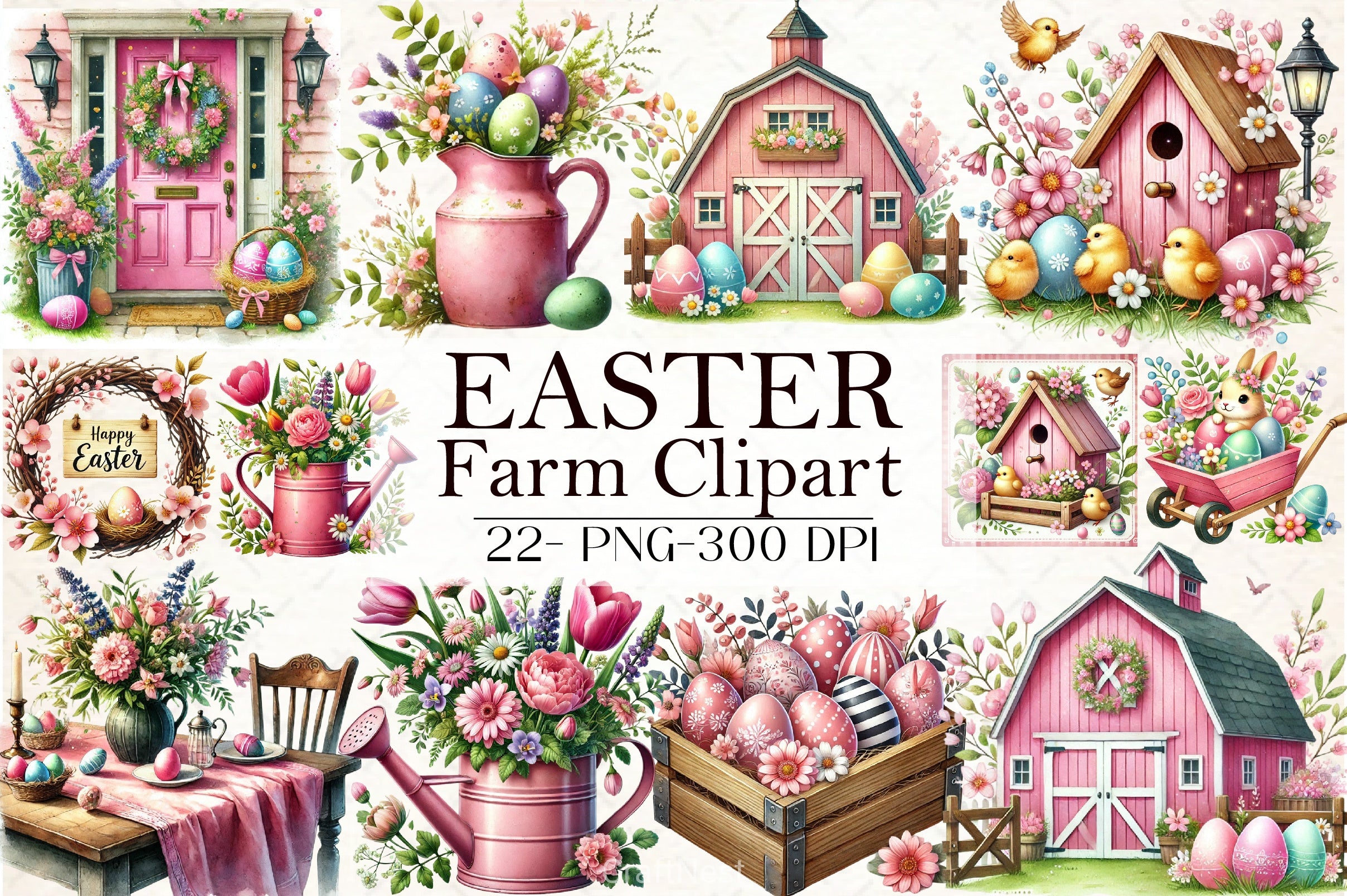 Easter Farm Clipart Bundle - CraftNest - Digital Crafting and Art