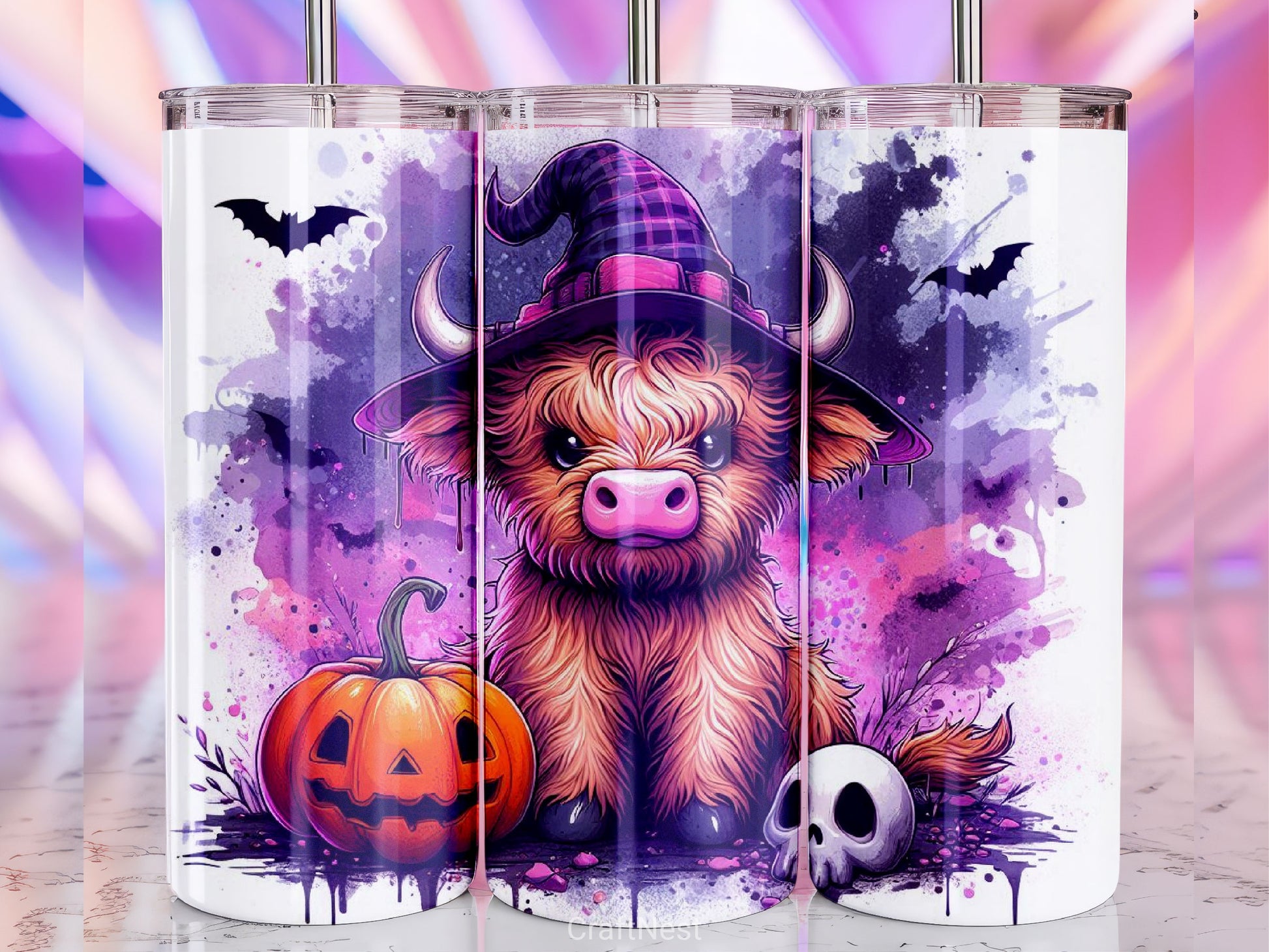 Halloween Highland Cow Tumbler Wrap Bundle 13 - CraftNest - Digital Crafting and Art