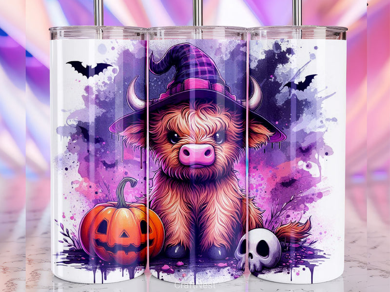 Halloween Highland Cow Tumbler Wrap Bundle 13 - CraftNest - Digital Crafting and Art