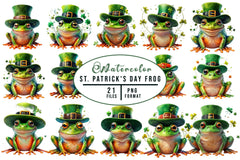 St Patricks Day Frog Clipart Bundle - CraftNest - Digital Crafting and Art