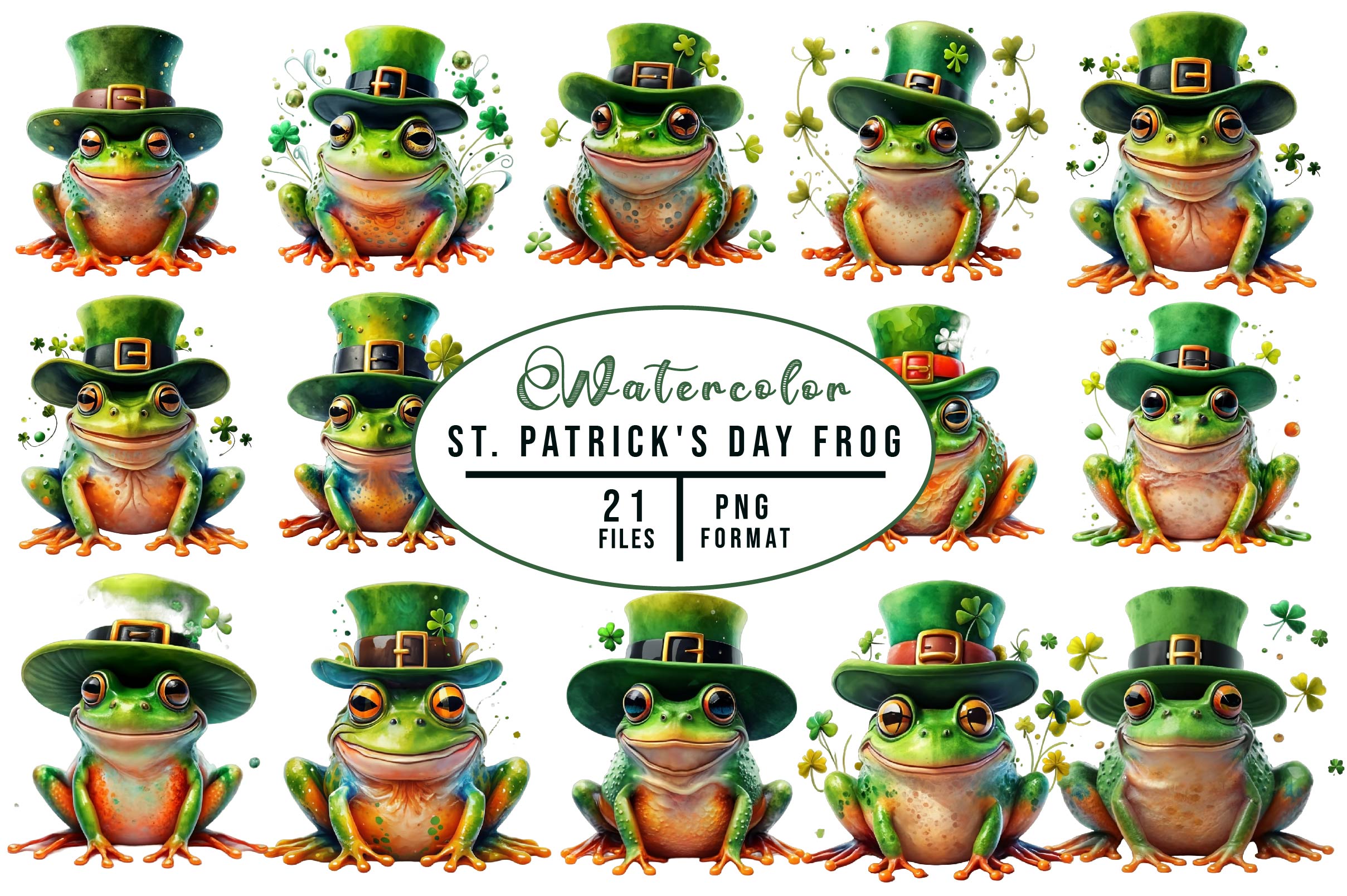 St Patricks Day Frog Clipart Bundle - CraftNest - Digital Crafting and Art