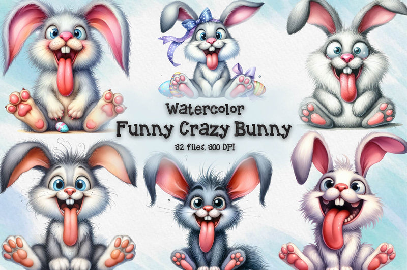 Funny Crazy Easter Bunny Clipart Bundle - CraftNest - Digital Crafting and Art