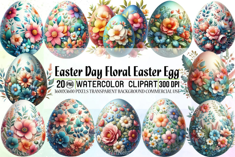 Easter Floral Egg Clipart Bundle - CraftNest - Digital Crafting and Art
