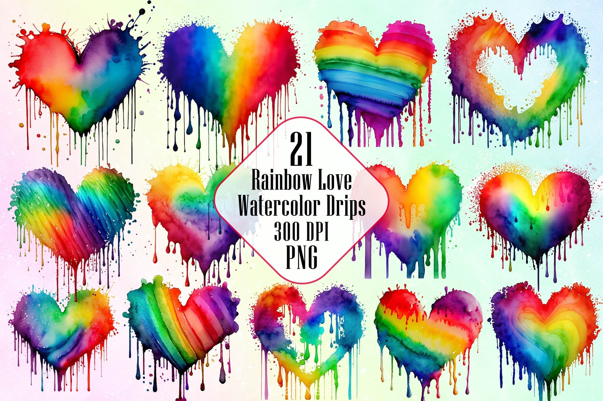Rainbow Love Drips Clipart Bundle - CraftNest - Digital Crafting and Art