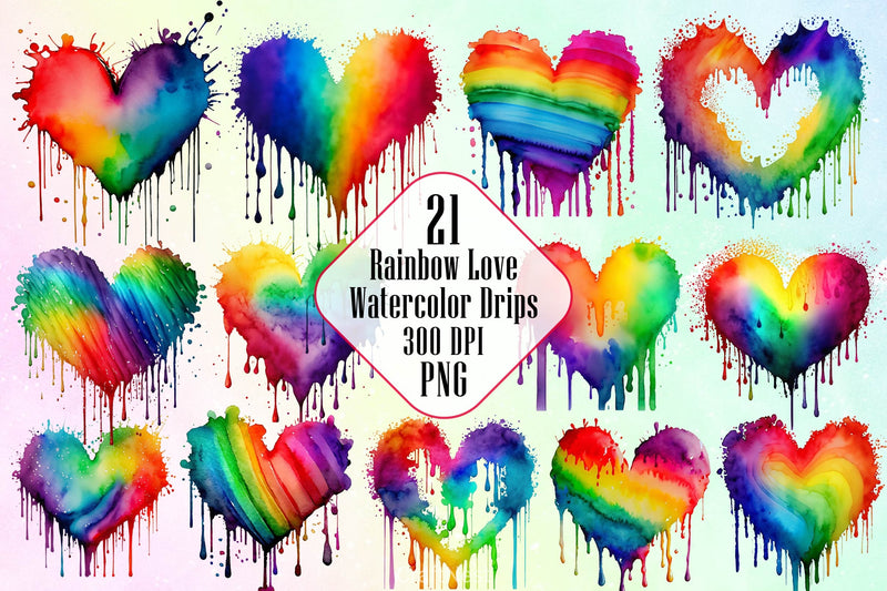Rainbow Love Drips Clipart Bundle - CraftNest - Digital Crafting and Art