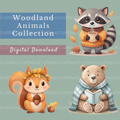 Woodland Animals 3 Clipart Bundle - CraftNest - Digital Crafting and Art