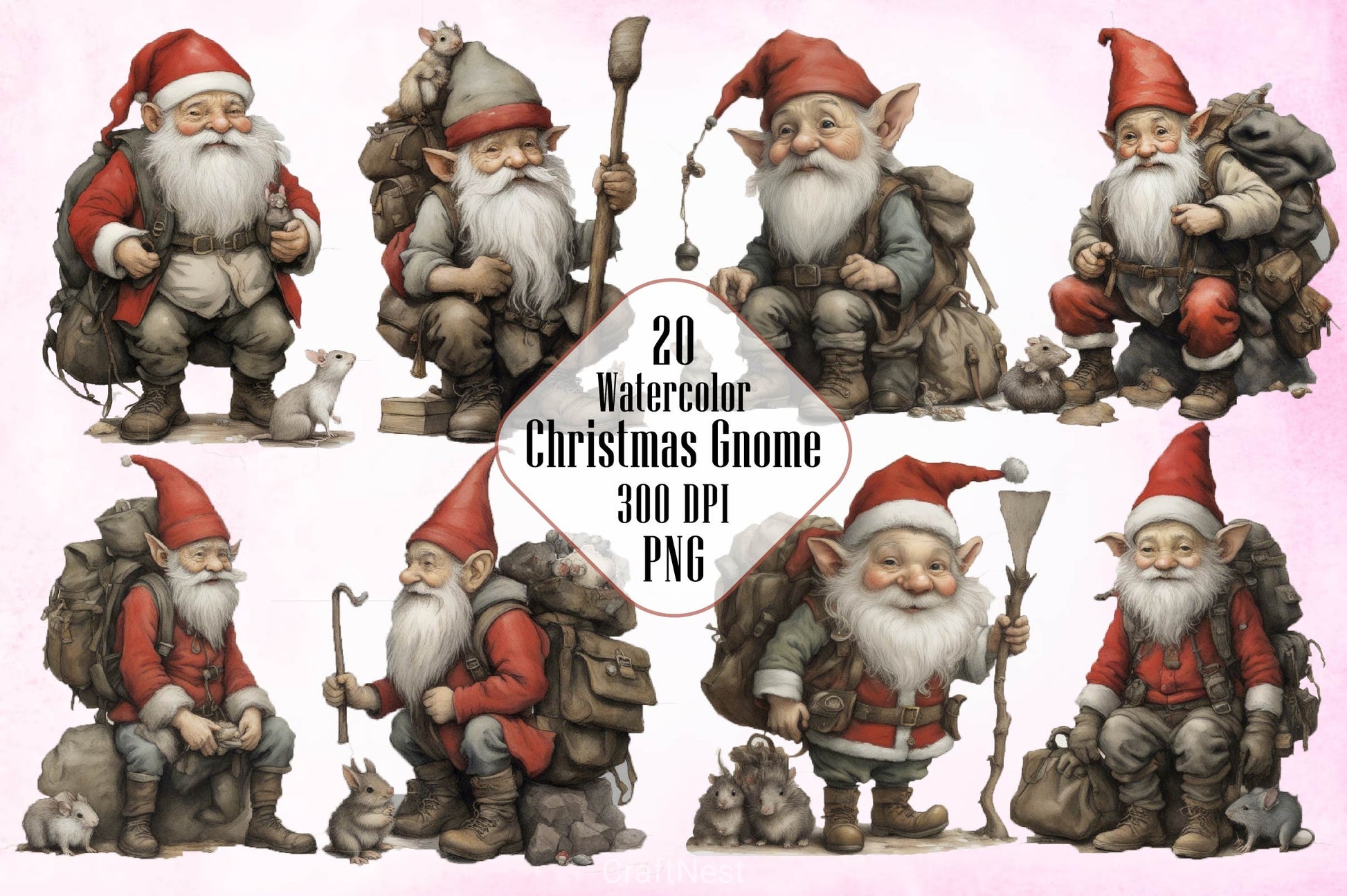 Christmas Gnome Wearing Clipart Bundle - CraftNest - Digital Crafting and Art