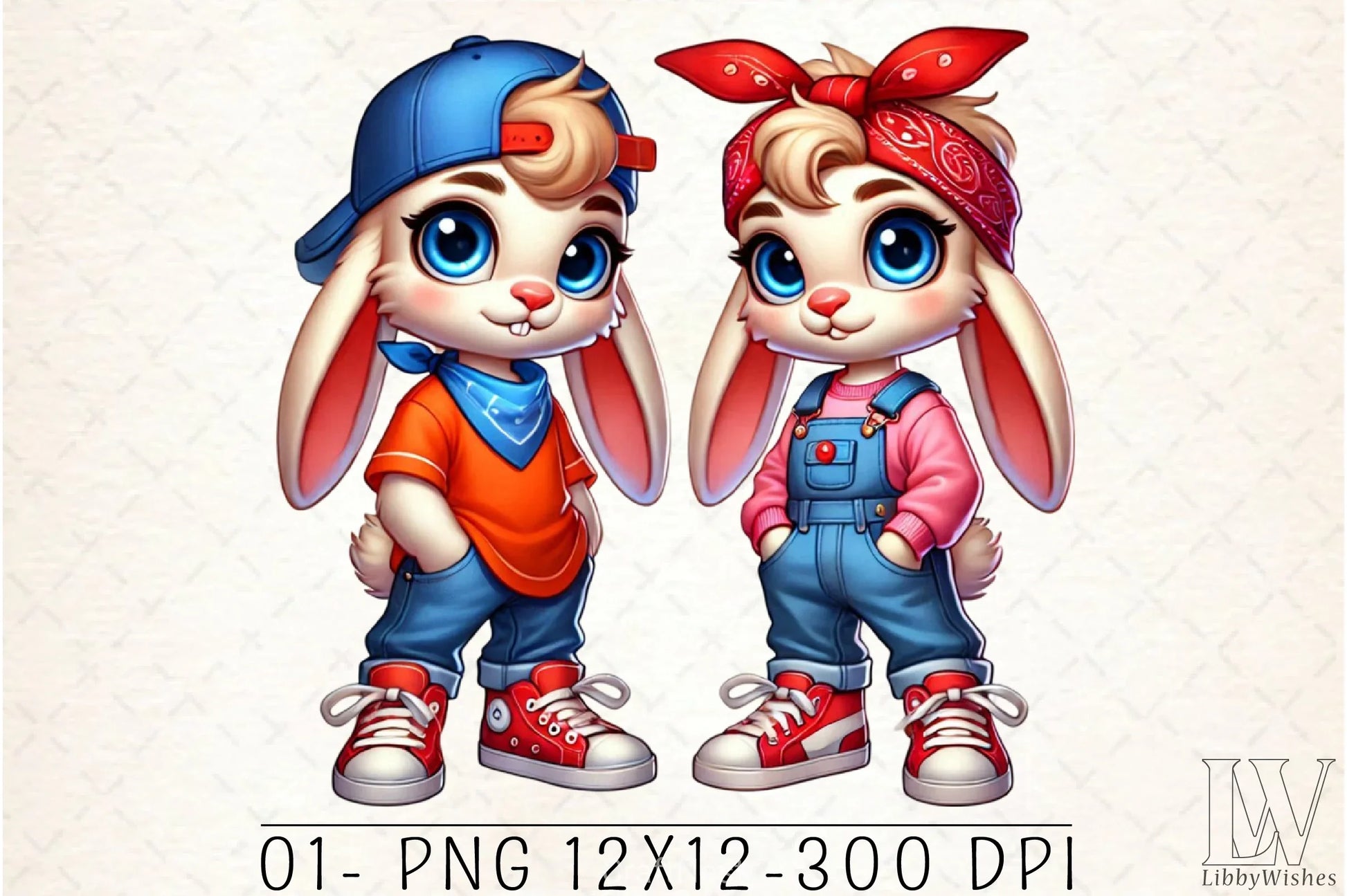 Hip Hop Couple Bunny Easter Clipart Bundle 2 - CraftNest - Digital Crafting and Art