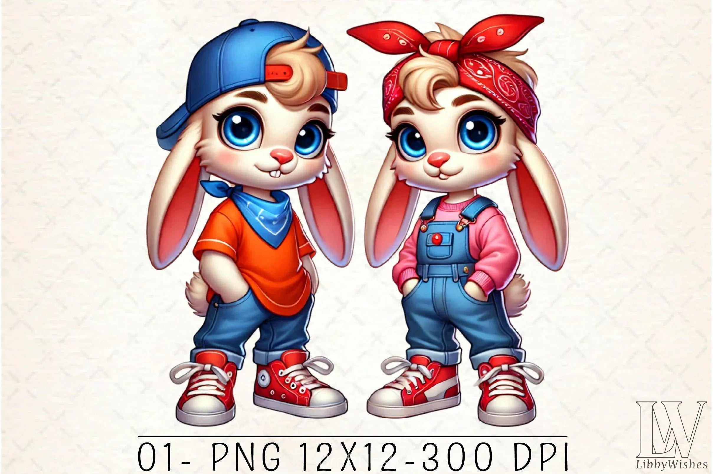 Hip Hop Couple Bunny Easter Clipart Bundle 2 - CraftNest - Digital Crafting and Art