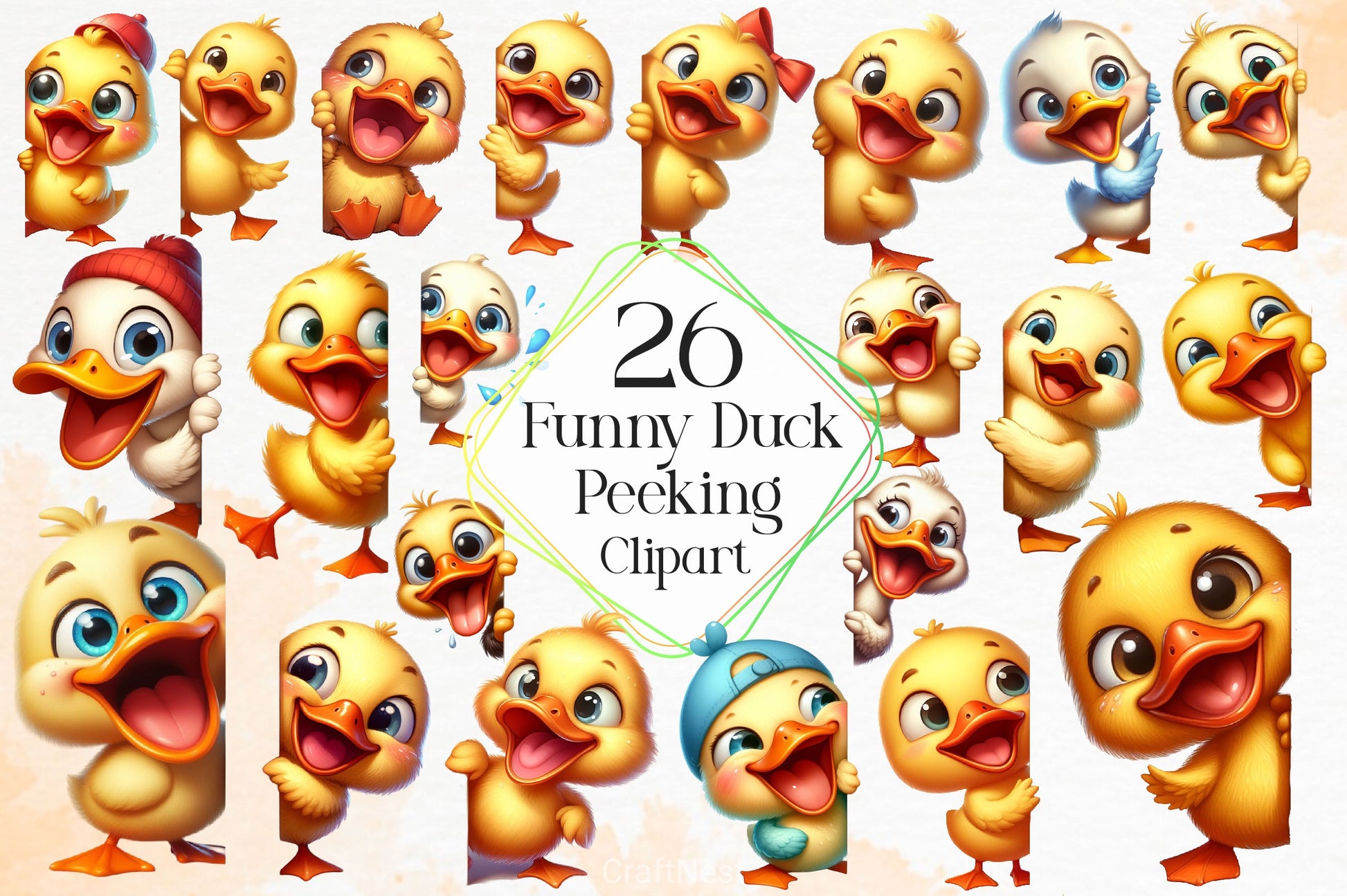 Funny Duck Peeking Around Corner Clipart Bundle - CraftNest - Digital Crafting and Art