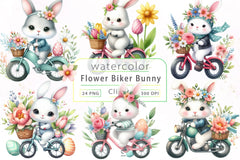 Easter Flower Biker Bunny Clipart Bundle - CraftNest - Digital Crafting and Art