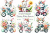 Easter Flower Biker Bunny Clipart Bundle