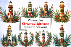 Christmas Lighthouse Clipart Bundle 2 - CraftNest - Digital Crafting and Art