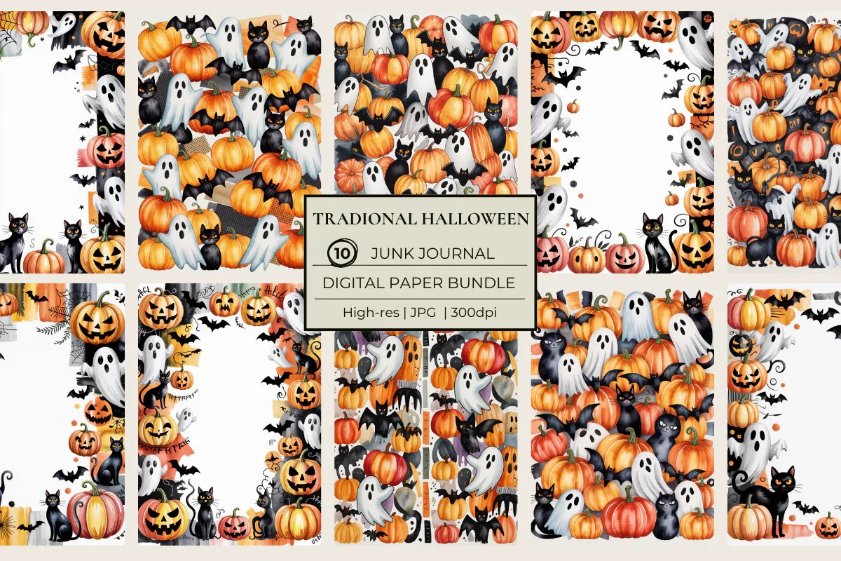 Traditional Halloween Junk Journal Papers - CraftNest - Digital Crafting and Art