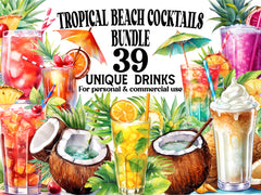 Tropical Beach Cocktails Clipart - CraftNest